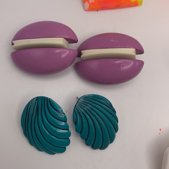 Vintage 80’s EARRING LOT OF 5 Clip & Pierced. TOTALLY!!! - Picture 4 of 5